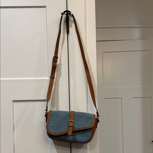 Lucky Brand Blue and Tan Crossbody Bag